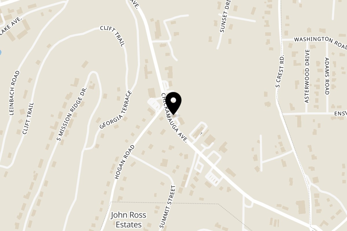 Map showing the location of Jada's BBQ on 812 Chickamauga Ave in Rossville